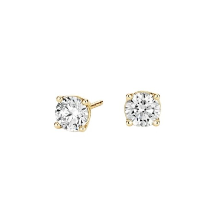 (Y) 14K YG  1 1/4CT EF VS LAB GROWN STUD EARRING, YELLOW GOLD, BASKET SETTING, MEDIUM PUSH BACK