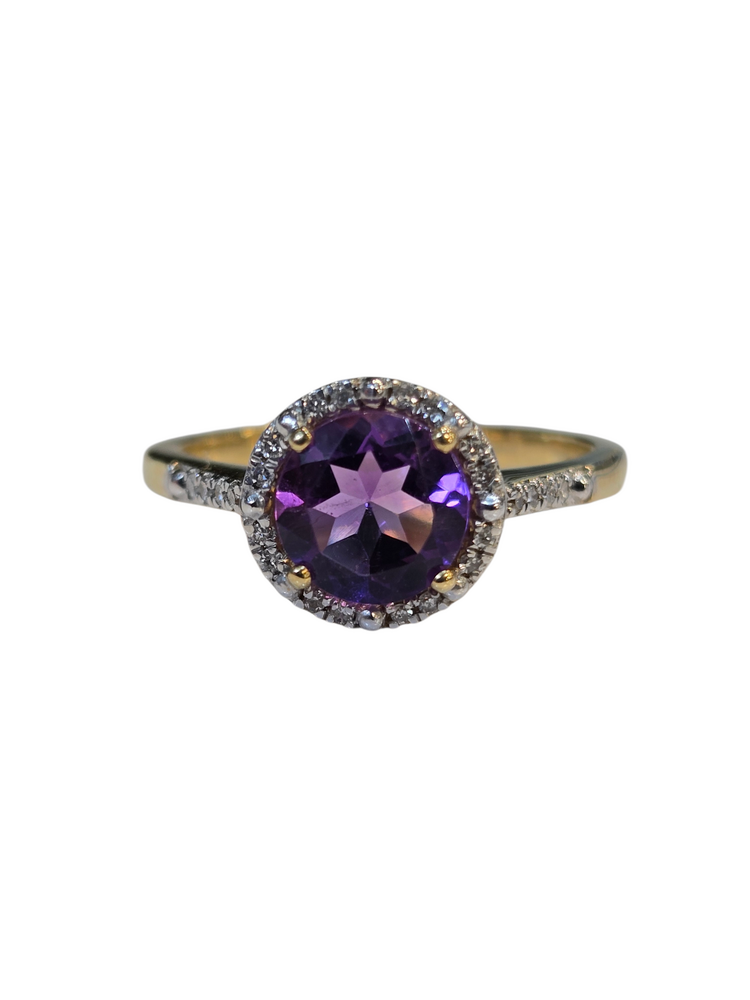 (Z) 10K 1CT AM .20DIA YELLOW GOLD RING WITH AMETHYST AND DIAMOND