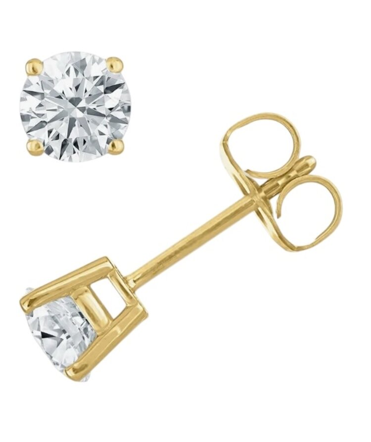 (Y) 14K YG  1 1/4CT EF VS LAB GROWN STUD EARRING, YELLOW GOLD, BASKET SETTING, MEDIUM PUSH BACK