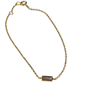 (Z) 925 GP .13CT LAB VS F , SILVER GOLD PLATED BRACELET WITH LAB GROWN DIAMOND BAGUETTES