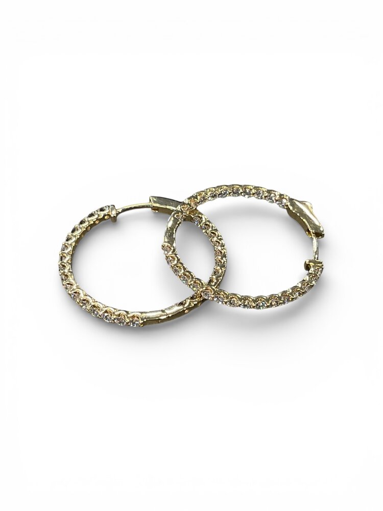 (M)14K LAB 2CTW INSIDE OUT HOOPS WITH LABGROWN DIAMONDS (E-F/VS IGI# 42J9753625 2CTW) 54 IN 14K YELLOW GOLD