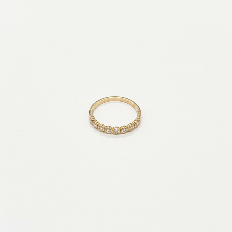 HJ NAMDAR 14KR DIA 0.24CTW 9 ROUND DIAMONDS BEZEL SET IN 14K ROSE GOLD BAND