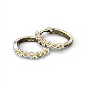 HJ NAMDAR 14KW DIA 0.66 14 ROUND DIAMONDS (G-H/SI) SET INTO 14K WHITE GOLD LOCKING HOOP EARRINGS