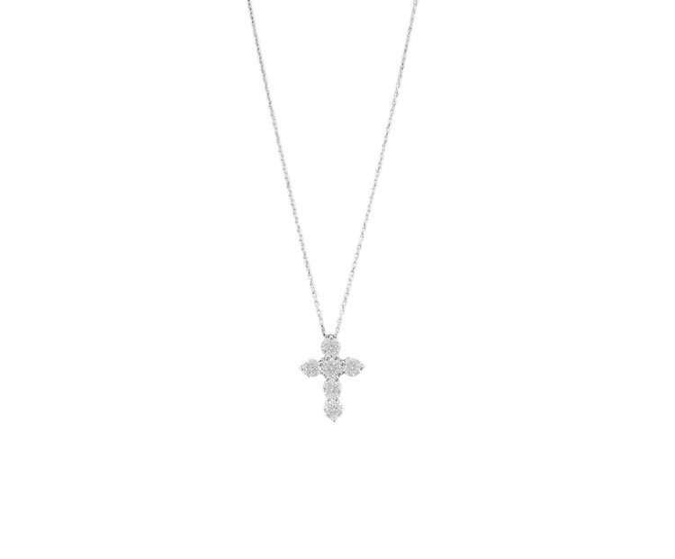 FJ KASHI (Y)14KW 1.00CT DIA. CROSS PENDANT 3.4MM 6 DIAMOND 18” CABLE CHAIN