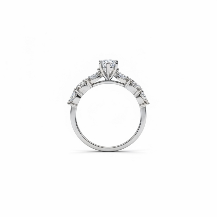 DIAMOND TRADERS INTERNATIONAL (Y)10KW 1.75CTW LG  1.00CT PEAR CUT WITH SIDE 0.75TDW LAB GROWN DIAMOND RING