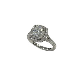 DIAMOND TRADERS INTERNATIONAL (Y)14KW 1.37CTW LG 0.75CT CUSHION CENTER WITH 0.62CTW LAB GROWN DIAMOND RING IGI AVAILABLE TO ORDER