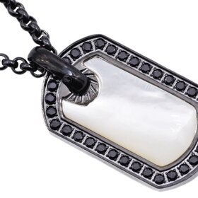 BLACKJACK (Y)BJ CZ BLK MOP STAINLESS STEEL MOTHER OF PEARL BLACK CUBIC ZIRCONIA PENDANT