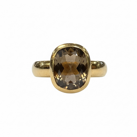 STEPHEN ESTELLE (Y)925 VERMEIL QTZ SMOKEY CHECKERBOARD CUT QUARTZ RING SIZE 6