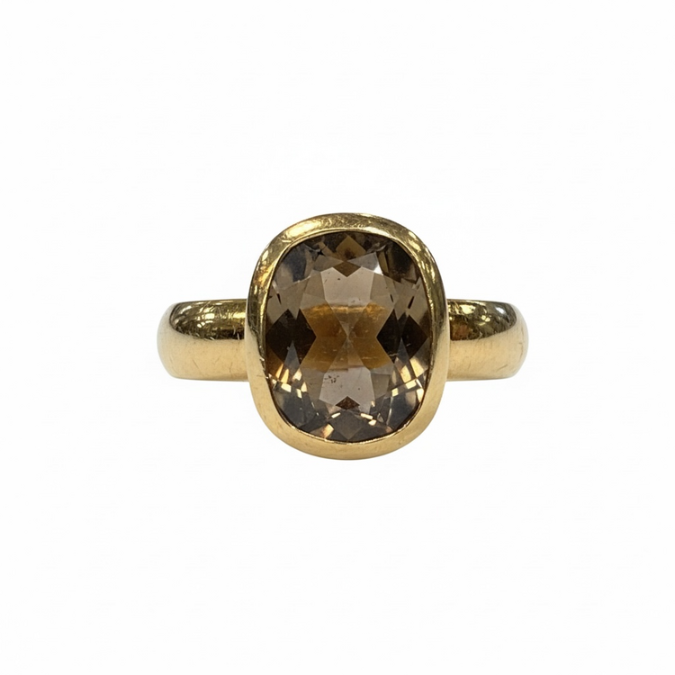 STEPHEN ESTELLE (Y)925 VERMEIL QTZ SMOKEY CHECKERBOARD CUT QUARTZ RING SIZE 6