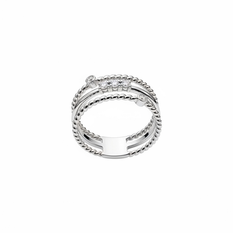 (Y)14KW .20CTW 3 ROW DIAMOND FASHION WHITE GOLD BAND