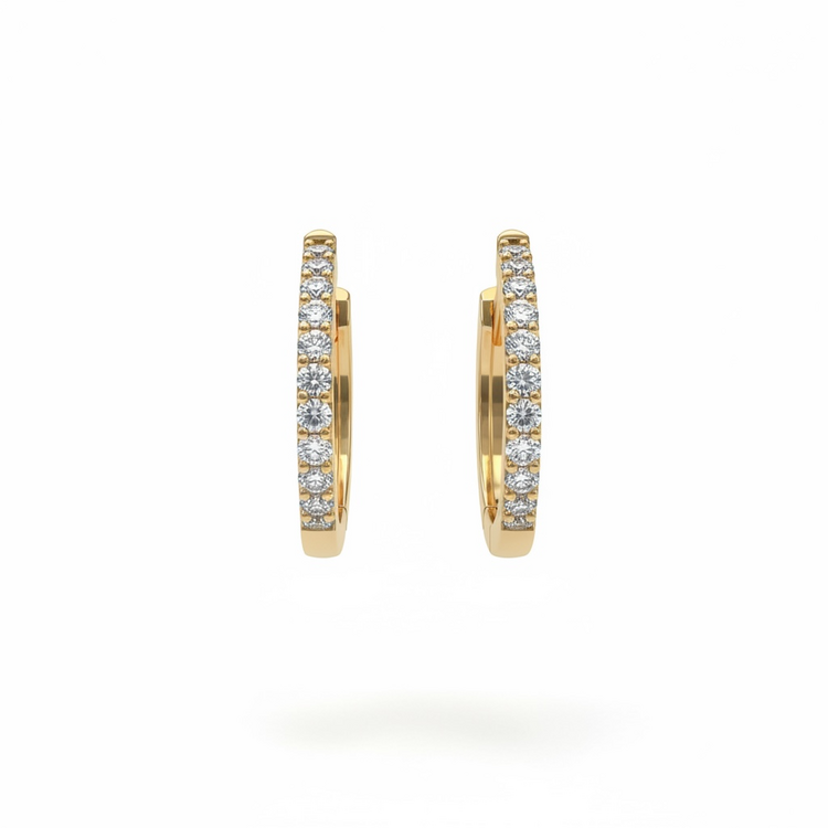 (Y)14KY .08TDW HUGGIE HOOP DIAMOND YELLOW GOLD EARRINGS