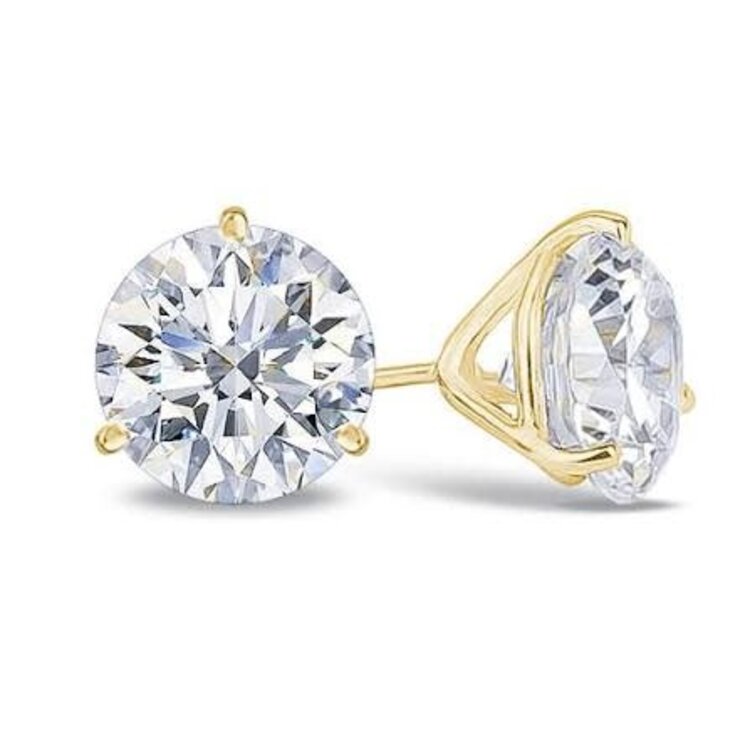 UNIQUE (Y)14KY 1.43CTW LG DIA LAB GROWN DIAMOND STUD 3 PRONG MARTINI YELLOW GOLD EARRINGS