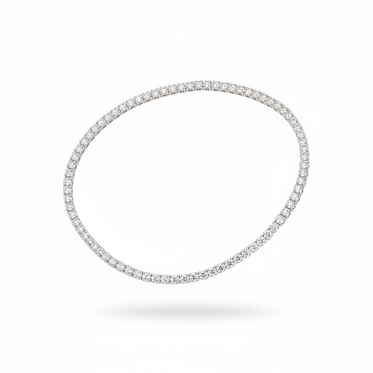 UNIQUE (Y)14KW LG 7.00CTW LAB GROWN TENNIS 16” LONG WHITE GOLD NECKLACE
