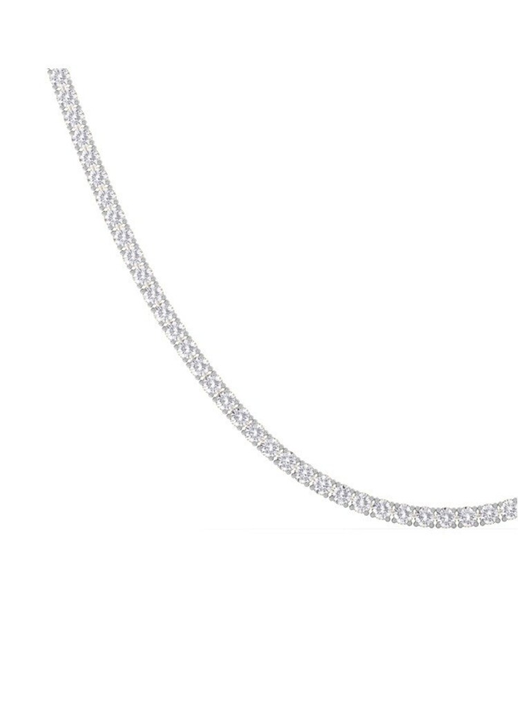 UNIQUE (Y)14KW LG 7.00CTW LAB GROWN TENNIS 16” LONG WHITE GOLD NECKLACE