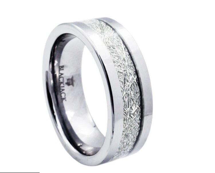 BLACKJACK (Y)BJ METEORITE INLAY TUNGSTEN BAND