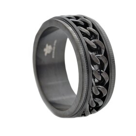 BLACKJACK (Y)BJ CHAIN INLAY BLACK TUNGSTEN BAND