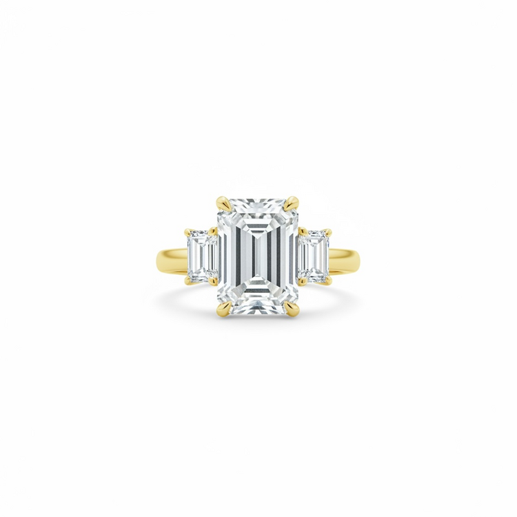 (Y)14KY 7.36CT EC H VS2 IGI CERT 1.50TCW SIDES  3 STONE RING LAB GROWN DIAMOND RING