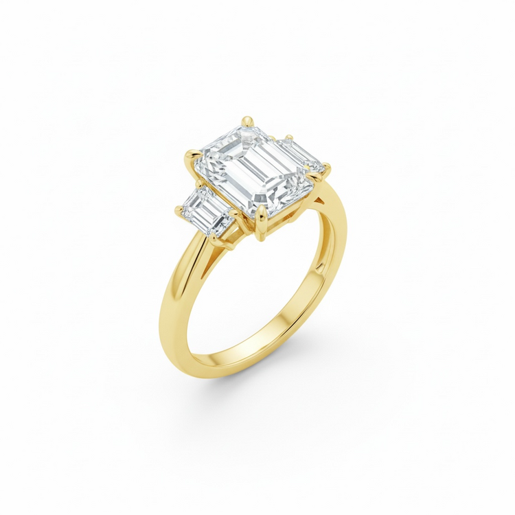 (Y)14KY LG 7.36CT EC H VS2 IGI CERT LG598359790 1.50TCW SIDES  3 STONE RING LAB GROWN DIAMOND RING