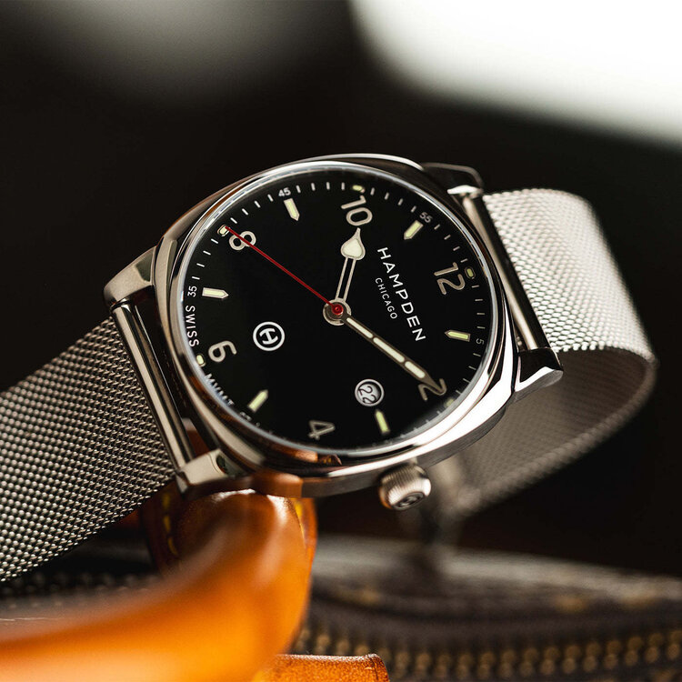 HAMPDEN WATCH HAMPDEN WATCH, MODEL 2: ALGREN CARBON TWO TONE STEEL, SWISS QUARTS , SAPPHIRE CYRSTAL