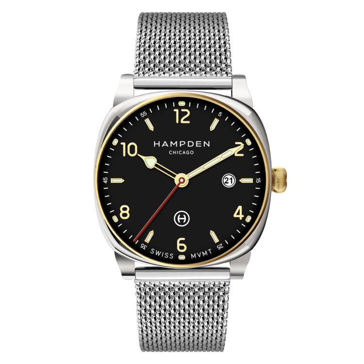 HAMPDEN WATCH HAMPDEN WATCH, MODEL 2: ALGREN CARBON TWO TONE STEEL, SWISS QUARTS , SAPPHIRE CYRSTAL
