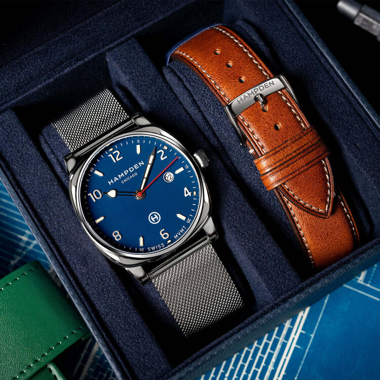 HAMPDEN WATCH HAMPDEN WATCH, MODEL 2: ALGREN NAVY ALL STEEL, SWISS QUARTZ, SAPPHIRE CRYSTAL