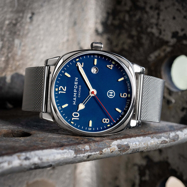 HAMPDEN WATCH HAMPDEN WATCH, MODEL 2: ALGREN NAVY ALL STEEL, SWISS QUARTZ, SAPPHIRE CRYSTAL