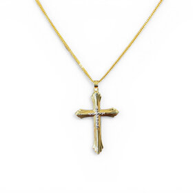 (Y)10KY CROSS TT ON 1.7MM FRANCO LINK CHAIN 22” LONG 4.6GMS