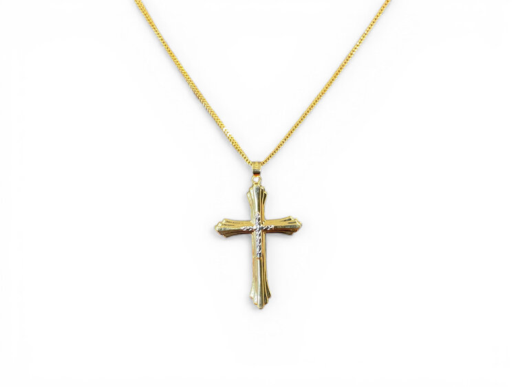 (Y)10KY CROSS TT ON 1.7MM FRANCO LINK CHAIN 22” LONG 4.6GMS