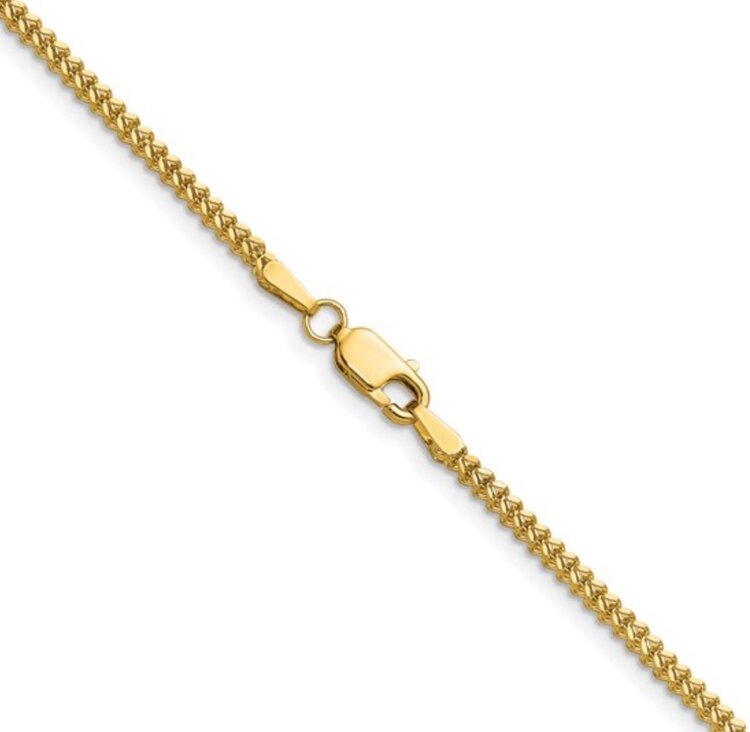 (Y)10KY CROSS TT ON 1.7MM FRANCO LINK CHAIN 22” LONG 4.6GMS