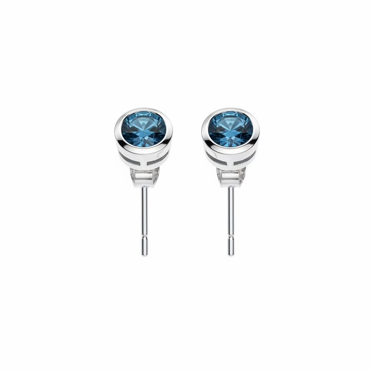RYAN GEMS INC (Y)14KW .76CTW DIA BLUE DIAMOND MARTINI SET 3 PRONG WHITE GOLD STUD EARRINGS