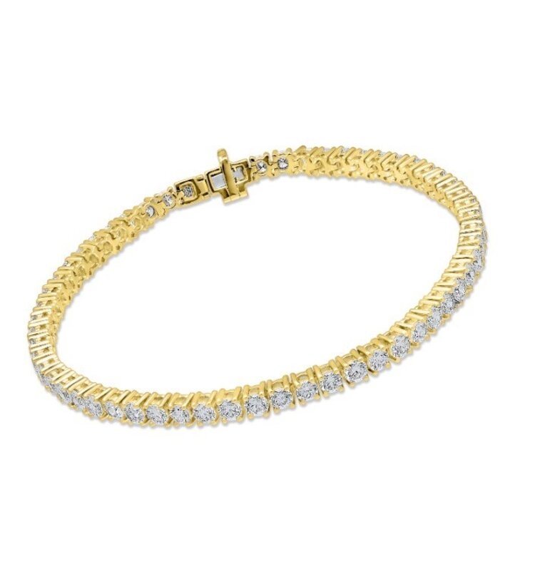 (Y)14KY LG 5TDW E-F/VS  69 LAB GROWN DIAMOND TENNIS YELLOW GOLD BRACELET IGI CERTIFIED 73J3833724