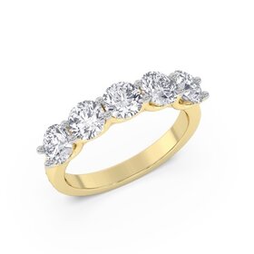 (Y)14KY LG 2.5TDW E-F/VS 5 LAB GROWN DIAMOND SHARED PRONG YELLOW GOLD RING
