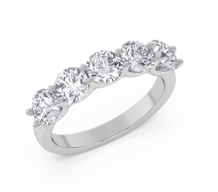 (Y)14KW LG 3.0TDW E-F/VS 5 LAB GROWN DIAMOND SHARED PRONG WHITE GOLD RING