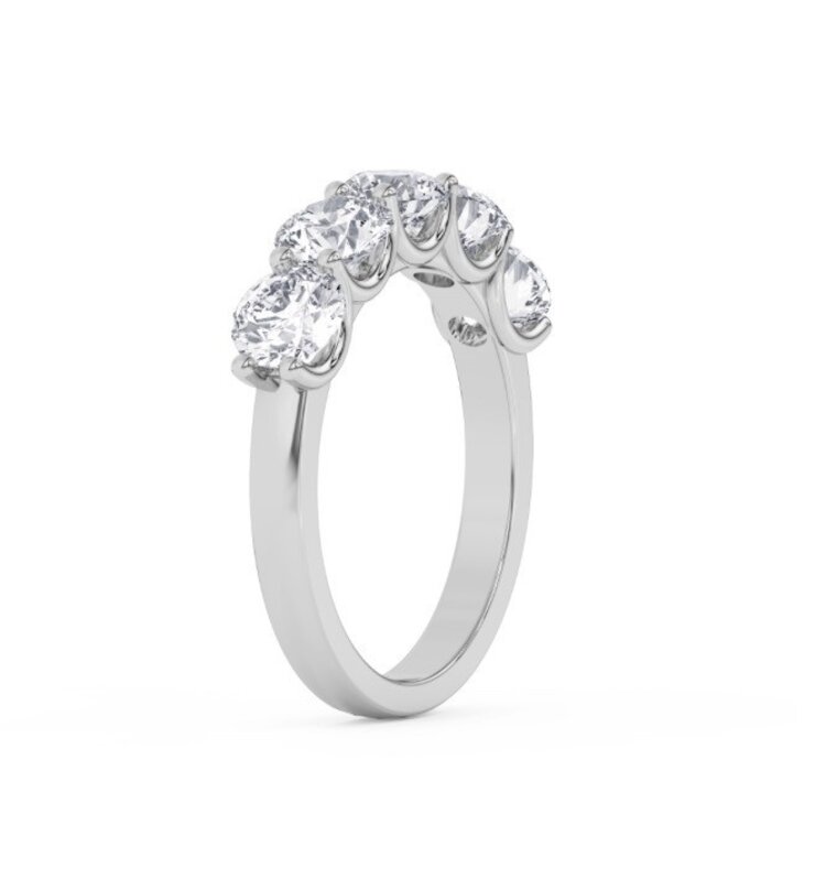 (Y)14KW LG 3.0TDW E-F/VS 5 LAB GROWN DIAMOND SHARED PRONG WHITE GOLD RING