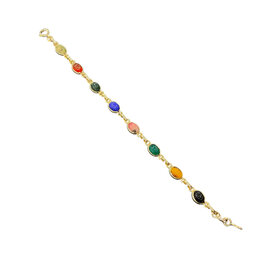 (Y) 14KY SCARAB MULTI GEM BEZEL SET YELLOW GOLD  BRACELET