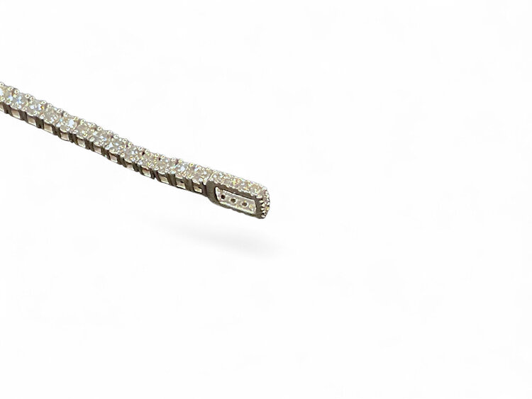 (Y) 925 LG 3.50TDW DIAMONDS LAB GROWN 7” LONG SILVER BRACELET