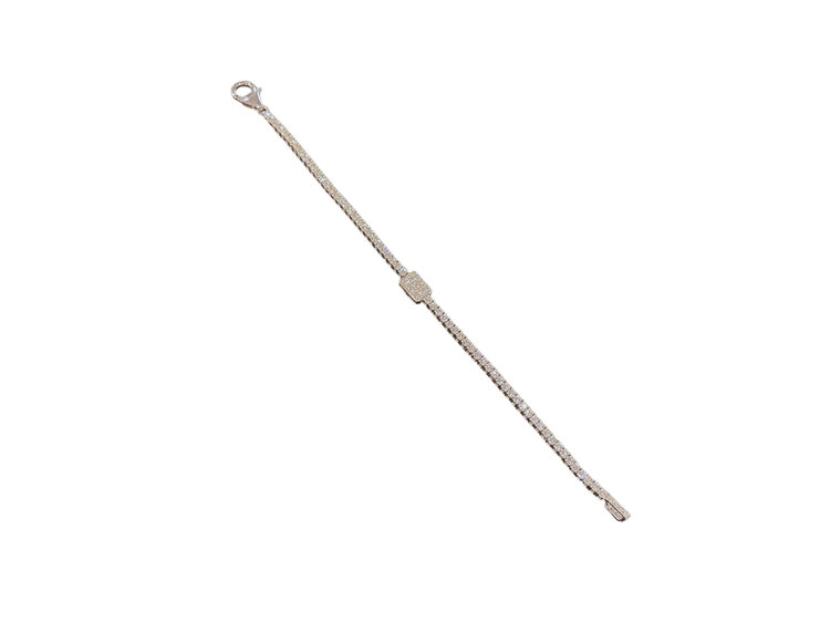 (Y) 925 LG 3.50TDW DIAMONDS LAB GROWN 7” LONG SILVER BRACELET