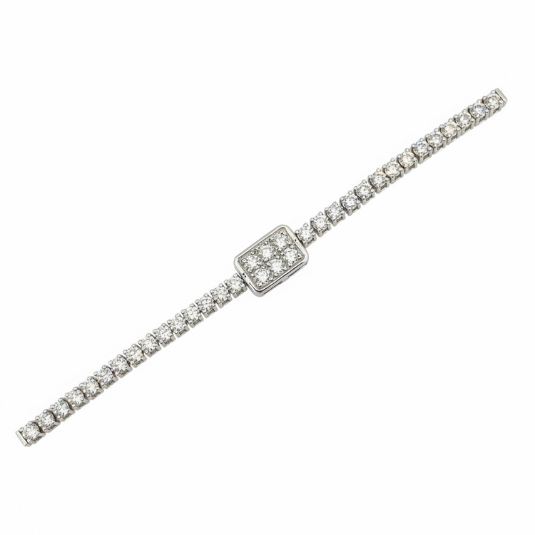 (Y) 925 LG 3.50TDW DIAMONDS LAB GROWN 7” LONG SILVER BRACELET