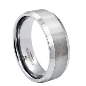 BLACKJACK (X)BJ TUNG BEVLED SATN TUNGSTEN CARBIDE BEVELED EDGE SATIN FINISH MENS RING