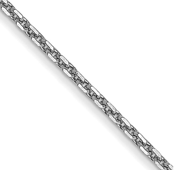 (Y)14KW DC CABLE .95MM THICK DIAMOND CUT CABLE 18” LONG WHITE GOLD CHAIN