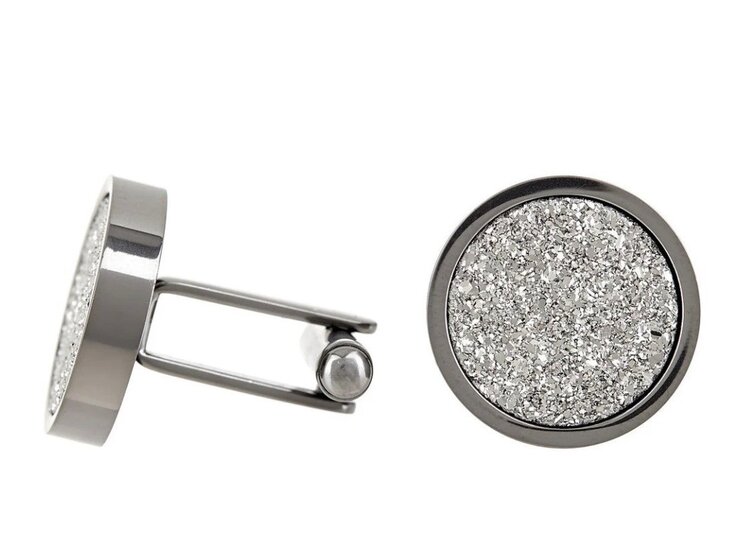 BLACKJACK (Y)BJ DRUZI QUARTZ SILVER COLOR STEEL CUFF LINKS