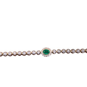 (Y)14KY .20CT EM OVAL 0.30CTW DIAMOND NATURAL BEZEL SET ENHANCED DESIGN BRACELET