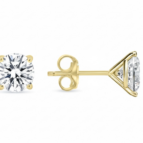DS DESIGN INC. (Y)14KY 1.00CT LG 4 PRONG MARTINI SET LABGROWN DIAMOND STUDS WITH PUSH BACK WHITE GOLD