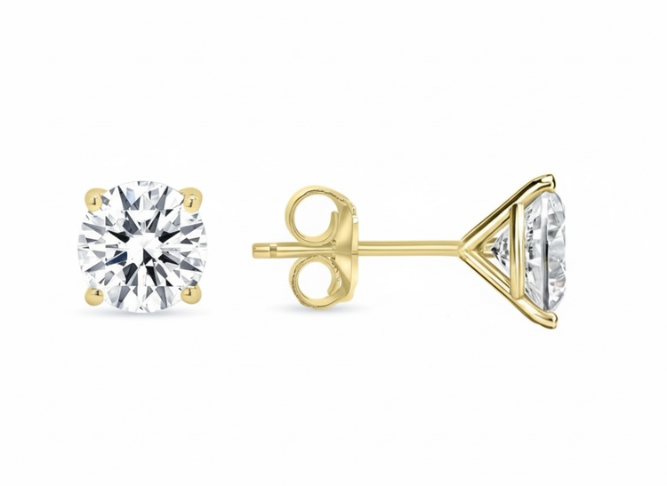 DS DESIGN INC. (Y)14KY 1.00CT LG 4 PRONG MARTINI SET LABGROWN DIAMOND STUDS WITH PUSH BACK WHITE GOLD
