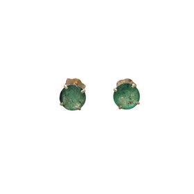 (Y)14KY 1.00CT EMERALD FOUR PRONG STUD EARRINGS