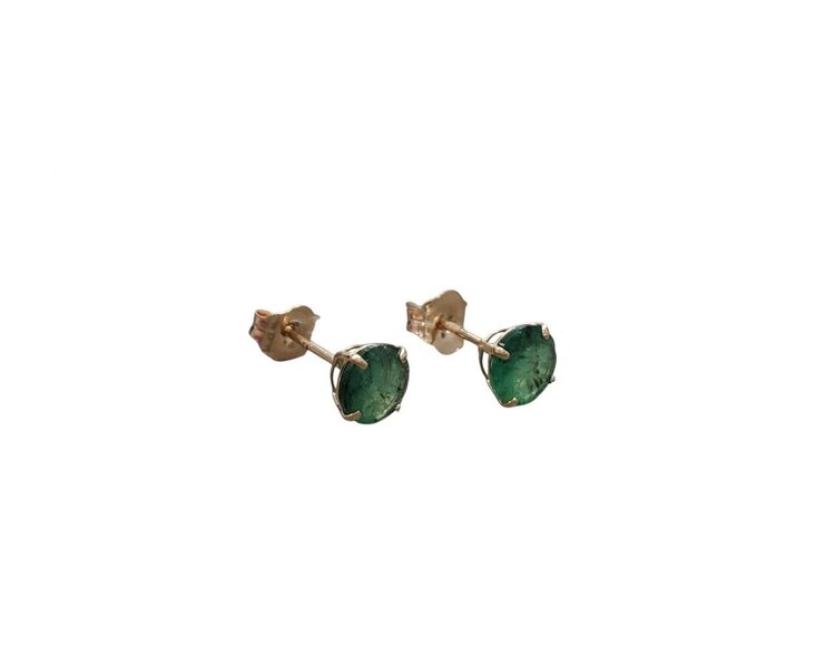 (Y)14KY 1.00CT EMERALD FOUR PRONG STUD EARRINGS