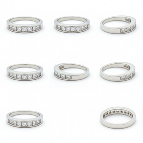 (X)14K DIA NATURAL DIAMOND (H/SI2 PRINCESS CUT .50CTW) CHANNEL SET BAND IN 14K WHITE GOLD