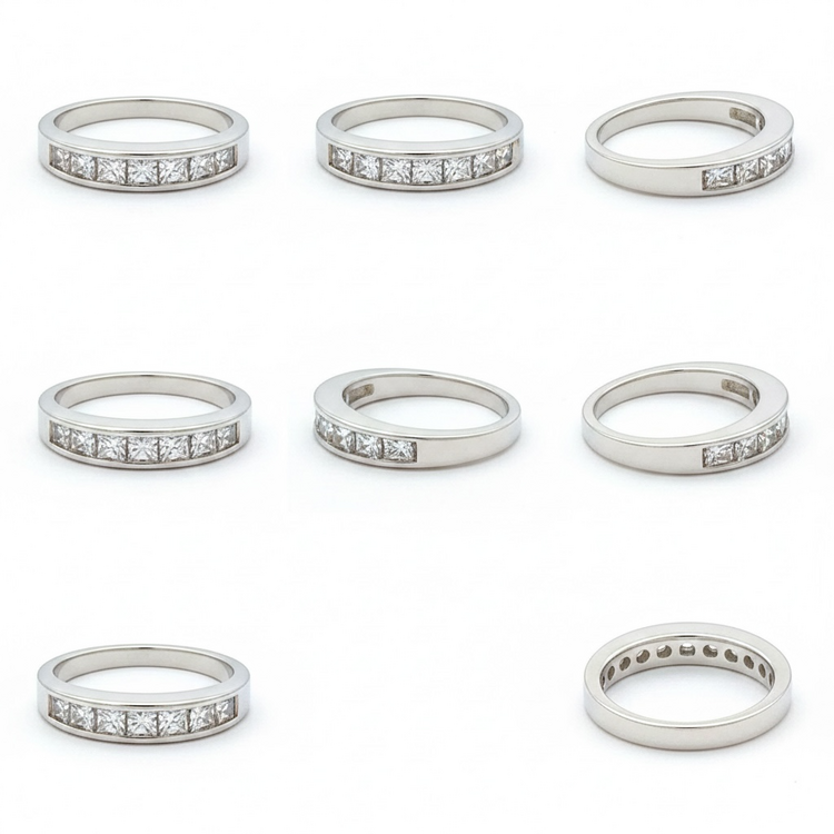 (X)14K DIA NATURAL DIAMOND (H/SI2 PRINCESS CUT .50CTW) CHANNEL SET BAND IN 14K WHITE GOLD