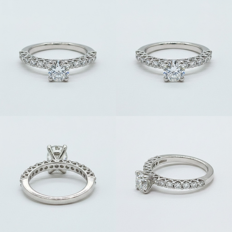 (X)14K DIA NATURAL DIAMOND (I/I1 1.27 CTW GSI CERTIFICATION #0671000115-SOLD WITH NO PAPER CERTIFICATION) WITH NATURAL SAPPHIRE (A .28CTW) SET IN 14K WHITE GOLD BAND