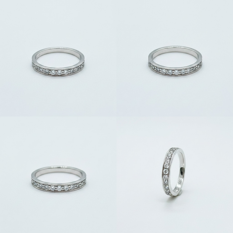 (X)14K DIA NATURAL DIAMOND (G/SI1 .50CTW) MILGRAIN CHANNEL SET BAND IN 14K WHITE GOLD